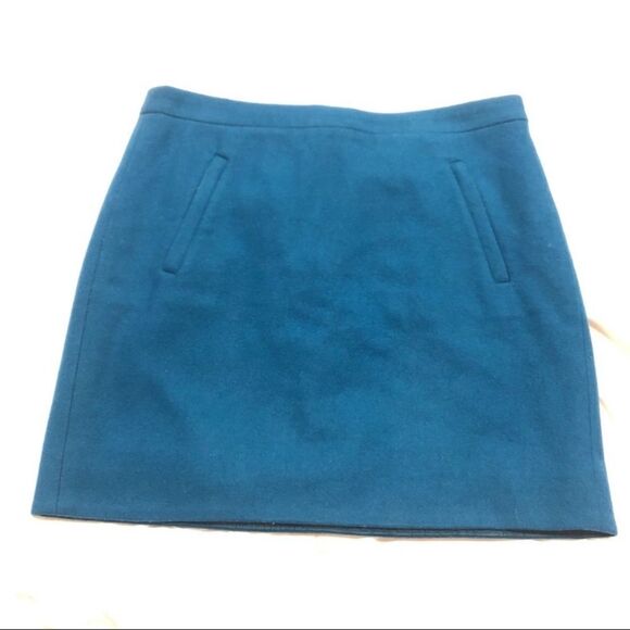 J. Crew Zip Pocket Wool Blend Mini Skirt A line Teal Blue - Picture 7 of 8